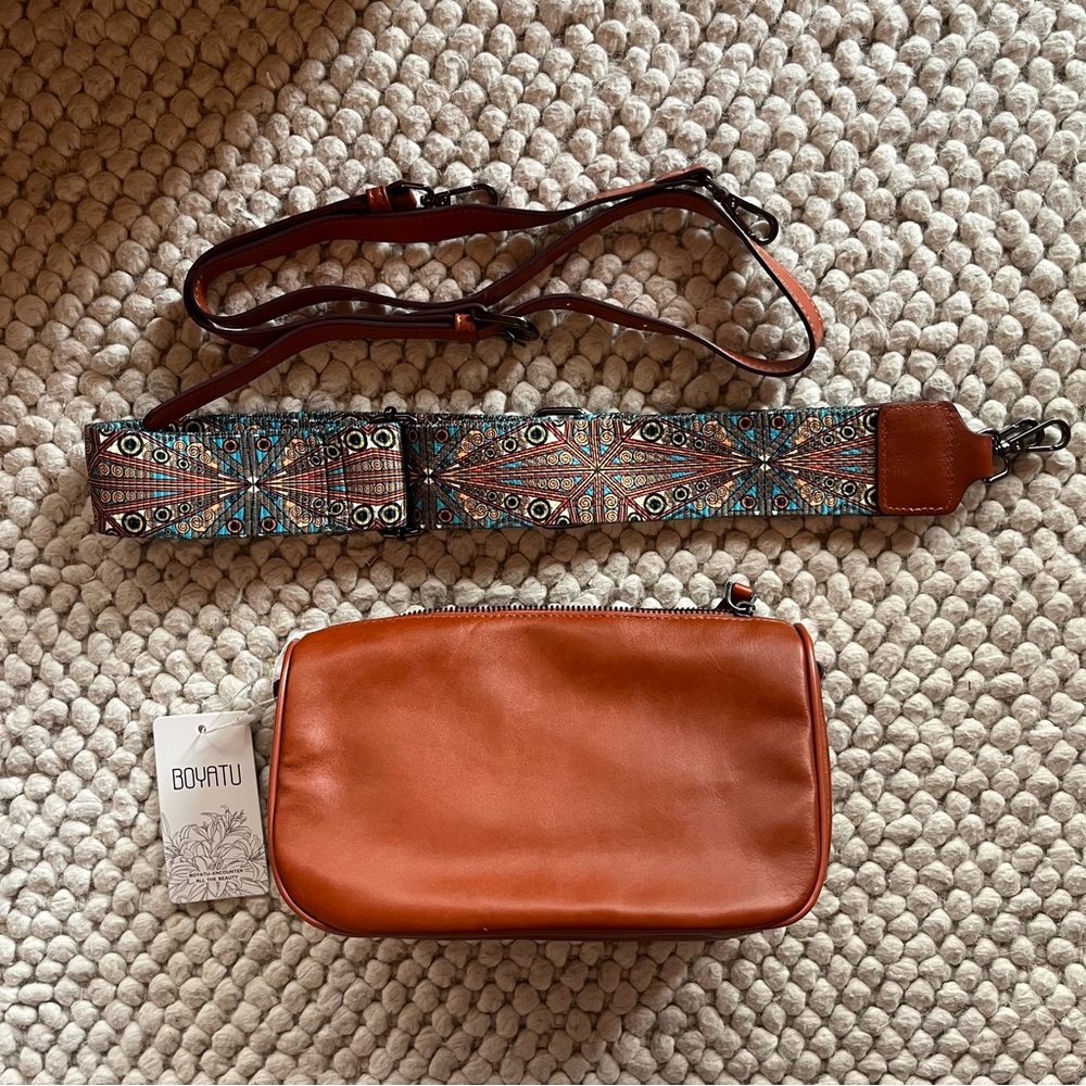 Brown Leather boho Crossbody Bag